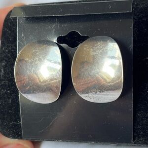 Vintage sterling silver signed 925 minimalist earrings MC•M Oval